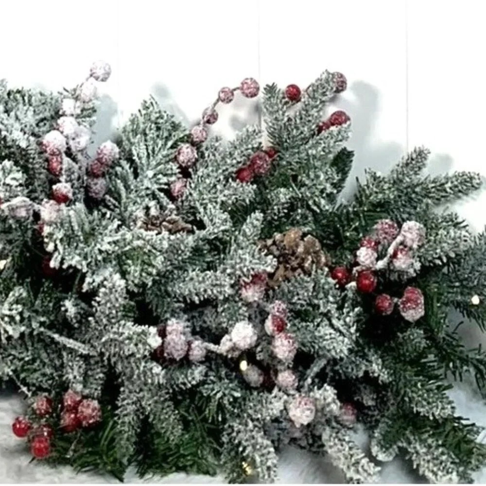 National Tree Company HGTV LED Pre-Lit Battery Timer Large Snowy Garland Swag